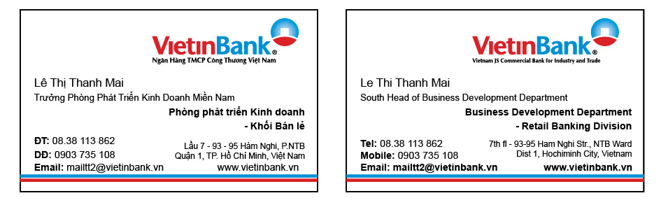 in danh thiếp, name card, card visit, Ngân hàng Viettinbank, in giá rẻ, tphcm